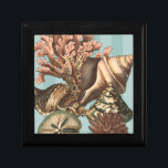 Sea Life Silhouette Jewelry Box<br><div class="desc">This art print displays the finest things in nature within the ocean. Find all the different types of sea life in this image including a Conch Seashell, Sand Dollars, and Reefs buried deep in the sea. This art collection is a must have in your next Zazzle products.</div>