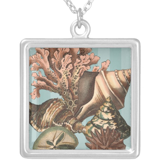 Sea Life Silhouette Silver Plated Necklace (Front)