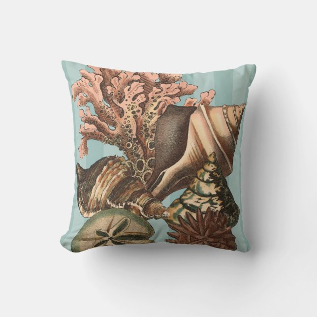 Sea Life Silhouette Throw Pillow (Front)