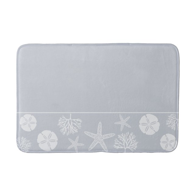 Sea Life Silhouettes (Coastal Gray) Bath Mat (Front)
