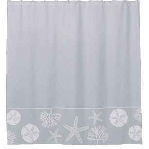 Sea Life Silhouettes (Coastal Gray) Shower Curtain