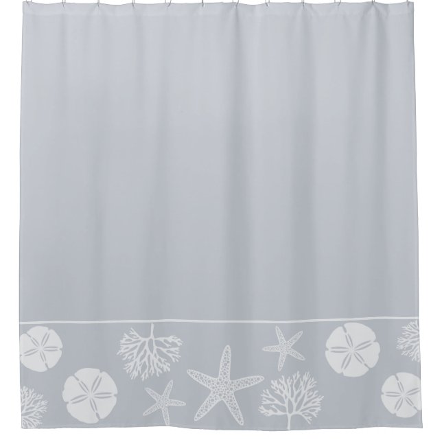 Sea Life Silhouettes (Coastal Gray) Shower Curtain (Front)