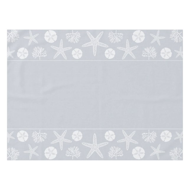 Sea Life Silhouettes (Coastal Gray) Tablecloth (Front (Horizontal))