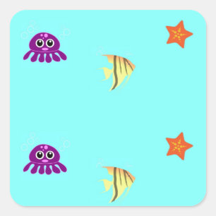 Sea life square sticker
