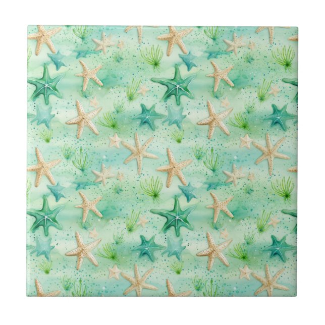 Sea Life Starfish - Coastal Decor, Ocean Nautical Ceramic Tile (Front)