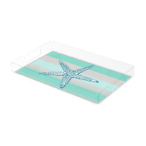 Sea Life Starfish Nautical Rectangle Acrylic Tray