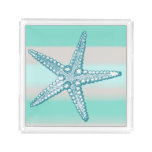 Sea Life Starfish Nautical Square Acrylic Tray at Zazzle