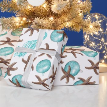 Sea Life Tropical Pattern Christmas Gift Wrap by holiday_store at Zazzle