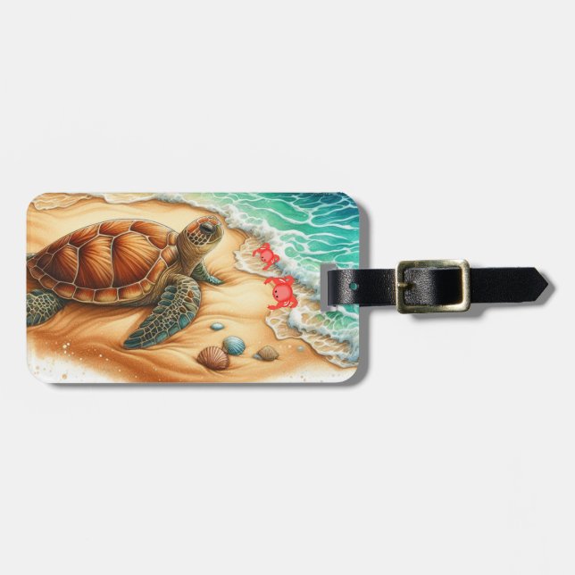 Sea Life Turquoise Ocean  Luggage Tag (Front Horizontal)