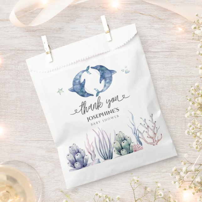 Sea Life Twins Baby Shower Favor Bag (Clipped)