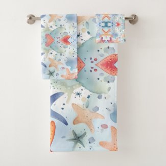 Sea life watercolor sea stars 