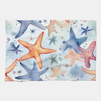 Sea life watercolor sea stars 