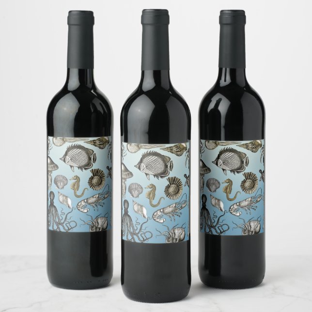 Sea Life  Wine Label (Bottles)