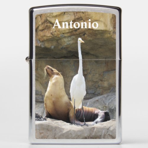 Sea Lion and Egreat Personalized  Zippo Lighter