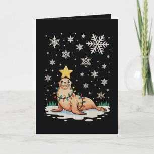 Sea Lion Animals Christmas Xmas Tree Holiday Card