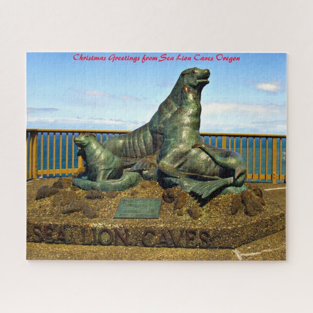 Sea Lion Cave Oregon.Christmas Greetings Jigsaw Puzzle (Horizontal)