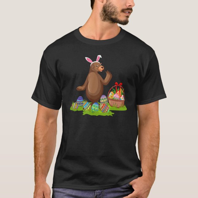 Sea Lion Easter Egg Hunting Bunny Sea Lion Easter  T-Shirt (Front)