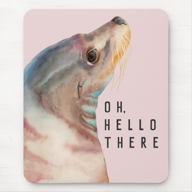 Sea Lion Illustration | Add Your Funny Text Mouse Pad (Front)