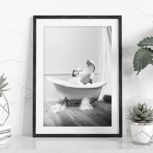 Sea Lion in a bathtub Poster