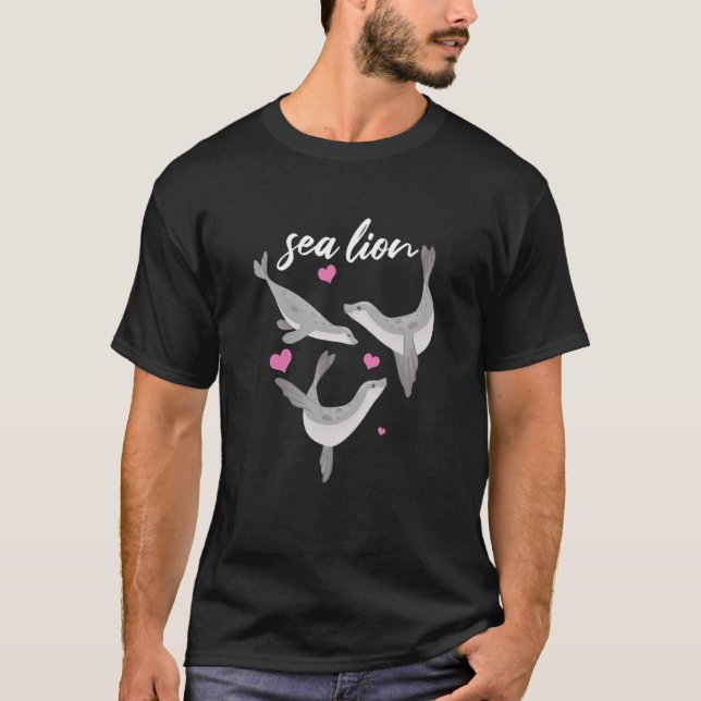 Sea Lion Love Heart Sea Lions T-Shirt (Front)