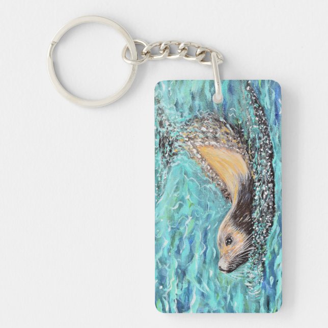 Sea Lion Painting  Keychain (Front)
