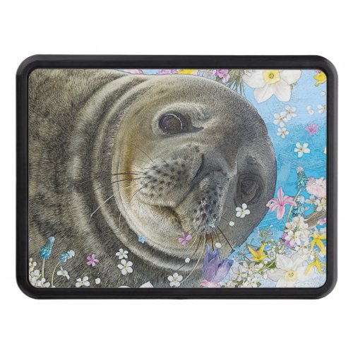 Sea Lion Swimming in Flowers Hitch Cover