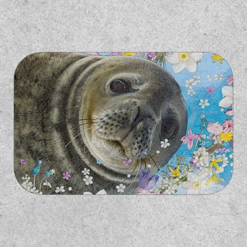 Sea Lion Swimming in Flowers Patch