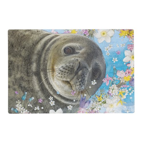 Sea Lion Swimming in Flowers Placemat