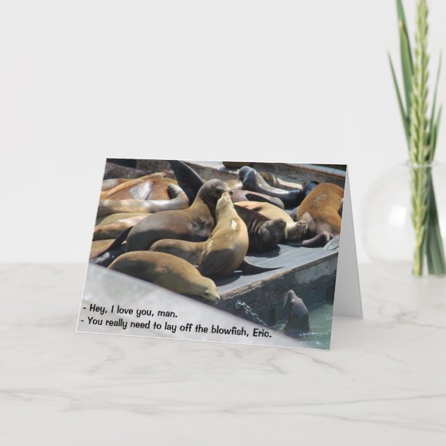 Sea Lion Wisdom Blowfish Card (Front)