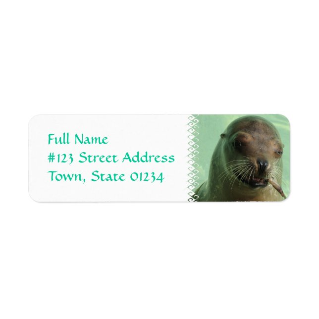 Sea Lion with Fish Return Address Label (Front)