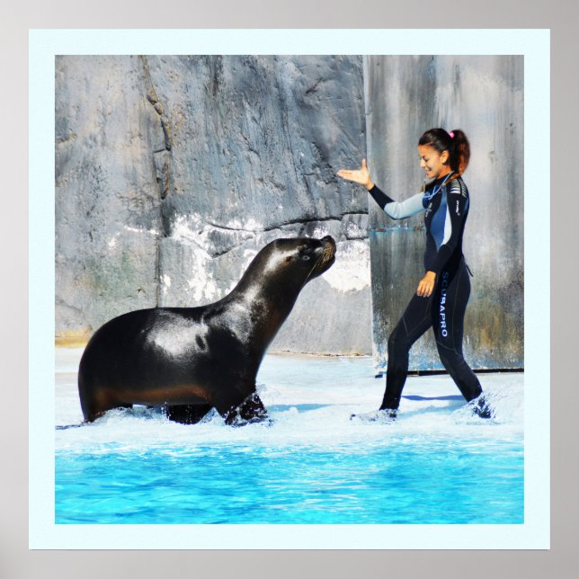 Sea lion with trainer poster (Front)