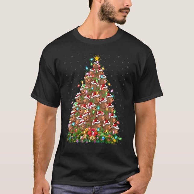 Sea Lion   Xmas Lights Santa Sea Lion Christmas Tr T-Shirt (Front)