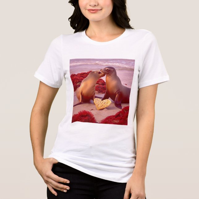 Sea lions in love Tri-Blend shirt (Front)