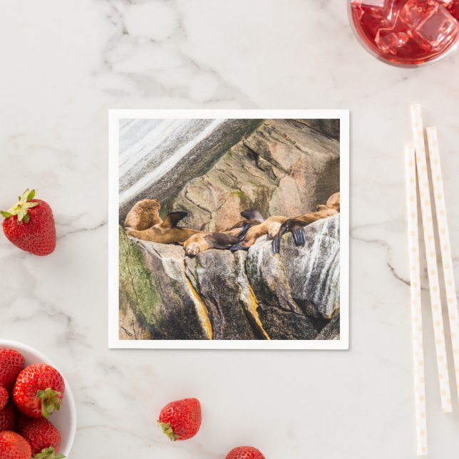 Sea Lions Laying On The Rocks Napkins (Insitu)