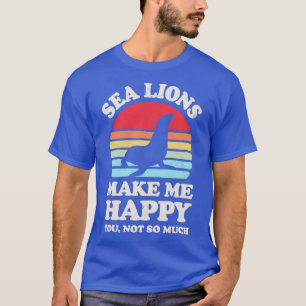 Sea Lions Make Me Happy Sunset Retro for Men Women T-Shirt