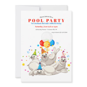 Sea Lions Pool Party Invitation