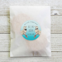 Sea Lions Teal Blue Modern Wedding Classic Round