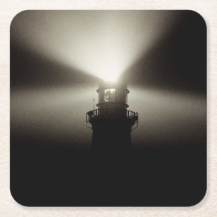 Sea Mist Galleyhead Lighthouse   West Cork Ireland Square Paper Coaster