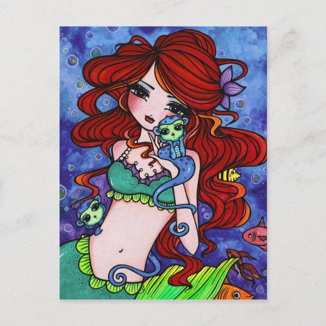 Sea Monkey Mermaid Fantasy Marine Art Postcard (Front)