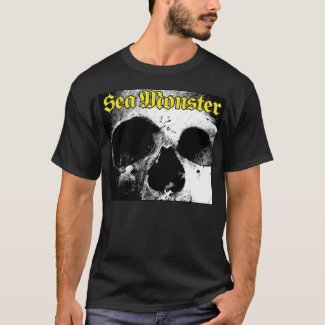 Sea Monster Logo With Skull - Black T-Shirt