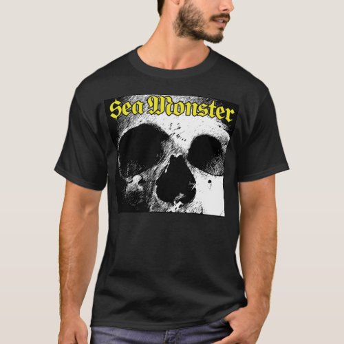 Sea Monster Logo With Skull Black Shirt T_Shirt