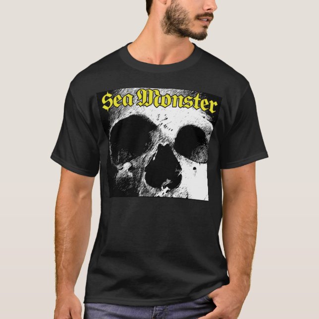 Sea Monster Logo With Skull (Black Shirt) T-Shirt (Front)