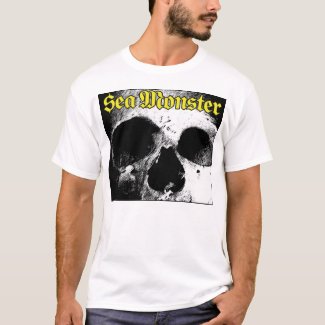 Sea Monster Logo With Skull - White Shirt)