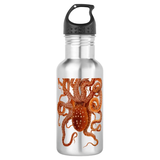 Sea monster octopus - custom text water bottle (Front)