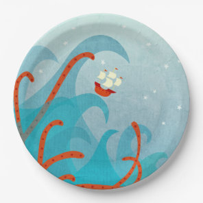 Sea Monster Sailing Boat Paper Plates