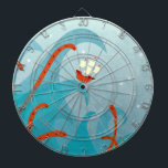 Sea Monster Sailing Dart Board<br><div class="desc">A sailing ship on a dangerous voyage with wild ocean waves and a tentacled monster reaching out from the blue depths of the sea.  Eek!</div>