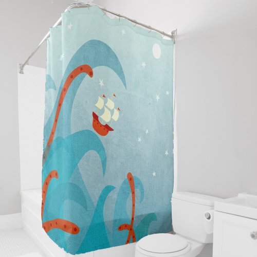 Sea Monster Sailing Shower Curtain