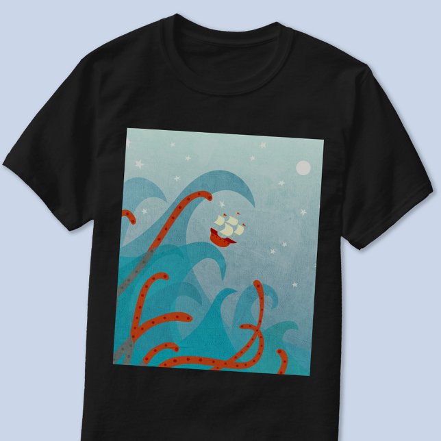 Sea Monster Sailing T-Shirt (Sailing boat sea monster fun shirt)