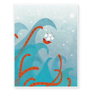 Sea Monster Sailing Temporary Tattoos