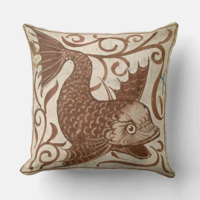 Sea Monster (w/c on paper) Throw Pillow (Front)